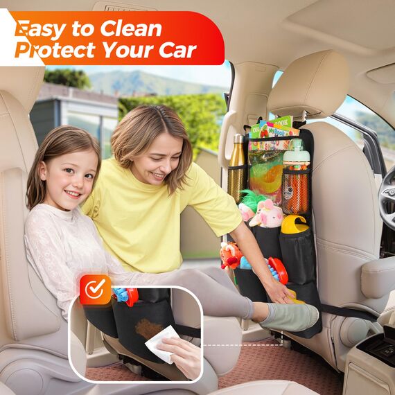 SURDOCA Autositz-Organizer – 4th Generation verbesserter Auto Rücksitz für bis zu 11-Zoll Tablet, 8 Taschen, Kinderspielzeug-Aufbewahrung, wasserdichter Rücksitzschutz für Kinder