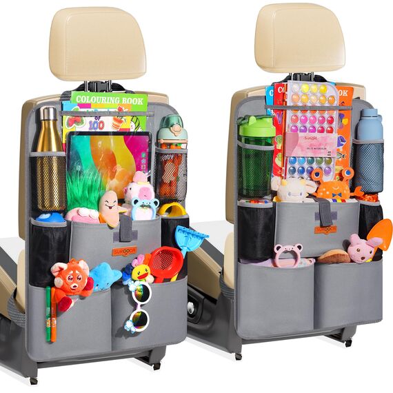 SURDOCA Autositz-Organizer – 4th Generation verbesserter Auto Rücksitz für bis zu 11-Zoll Tablet, 8 Taschen, Kinderspielzeug-Aufbewahrung, wasserdichter Rücksitzschutz für Kinder