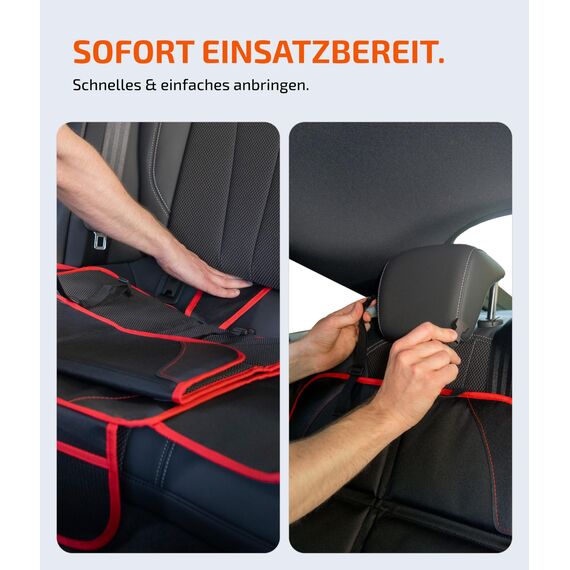 LIONSTRONG® Kindersitzunterlage Autositzschoner [ISOFIX GEEIGNET] - Autositzauflage wasserabweisend - Sitzschutz Sitzschoner Auto Kindersitz - Auto Sitzauflagen - universell kompatibel (Rot)