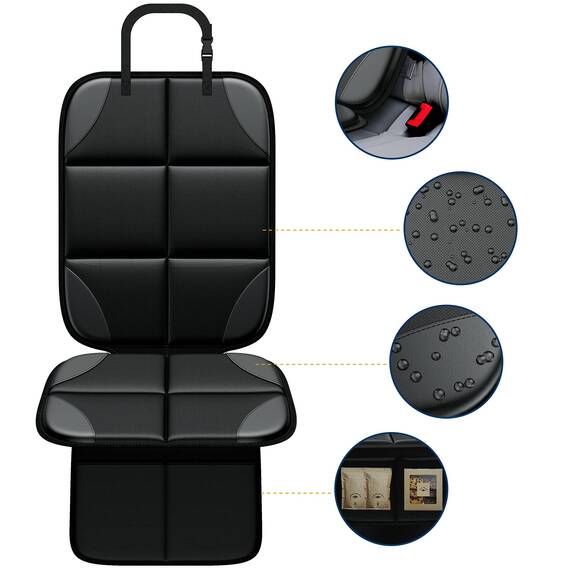 MHO+All Kindersitzunterlage, 2 Stück ISOfix Geeigneter Sitzschoner Auto Kindersitz für Textil- und Ledersitze, mit dickster Polsterung und Netztaschen, Leicht zu Reinigen und Rutschfestem