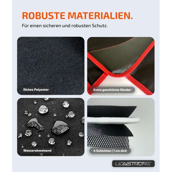 LIONSTRONG® Kindersitzunterlage Autositzschoner [ISOFIX GEEIGNET] - Autositzauflage wasserabweisend - Sitzschutz Sitzschoner Auto Kindersitz - Auto Sitzauflagen - universell kompatibel (Rot)