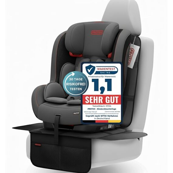 PROTEX Kindersitzunterlage [Testsieger 2025] ISOFIX-geeignet | Wasserabweisender Polyester Stoff mit gepolsteter Sitzfläche | L