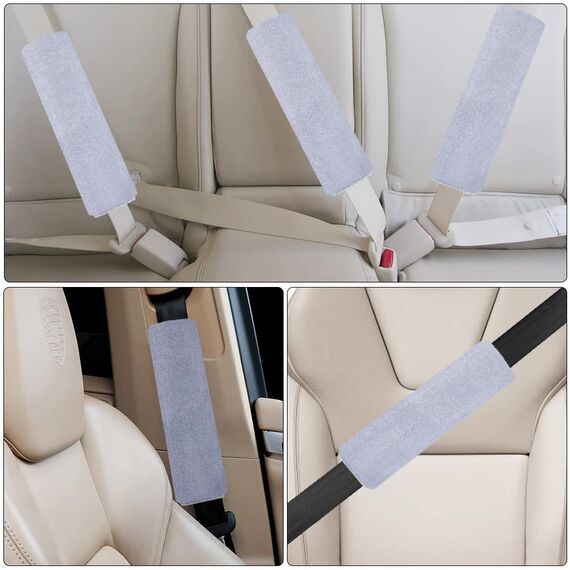 Aomig 2 Stück Gurtpolster, Premium Gurtschoner Kinder Auto Schulterschutz, Auto Gurt Polster Nackenstütze für Kinder und Erwachsene, Polsterung Gurtschutz für Reise Mehr Komfort auf Reise (B-Grau)