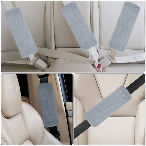 Aomig 2 Stück Gurtpolster, Premium Gurtschoner Kinder Auto Schulterschutz, Auto Gurt Polster Nackenstütze für Kinder und Erwachsene, Polsterung Gurtschutz für Reise Mehr Komfort auf Reise (C-Grau)