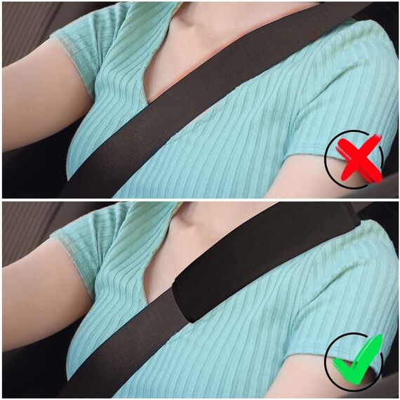 Aomig 2 Stück Gurtpolster, Premium Gurtschoner Kinder Auto Schulterschutz, Auto Gurt Polster Nackenstütze für Kinder und Erwachsene, Polsterung Gurtschutz für Reise Mehr Komfort auf Reise (A-Schwarz)