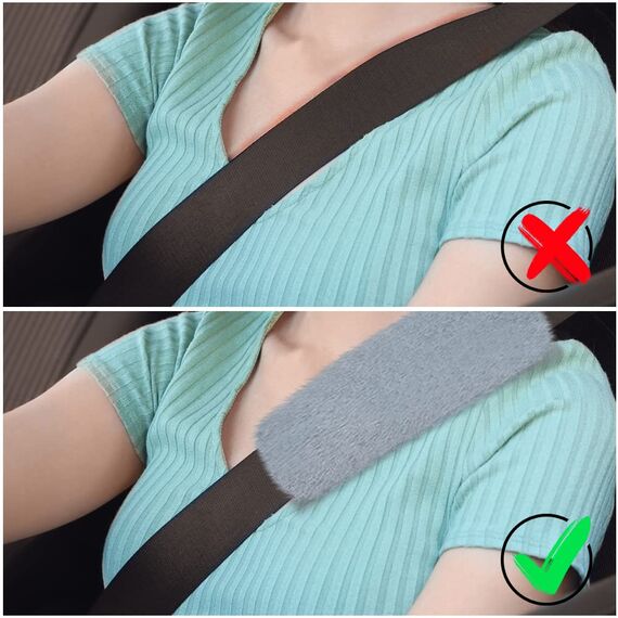 Aomig 2 Stück Gurtpolster, Premium Gurtschoner Kinder Auto Schulterschutz, Auto Gurt Polster Nackenstütze für Kinder und Erwachsene, Polsterung Gurtschutz für Reise Mehr Komfort auf Reise (C-Grau)