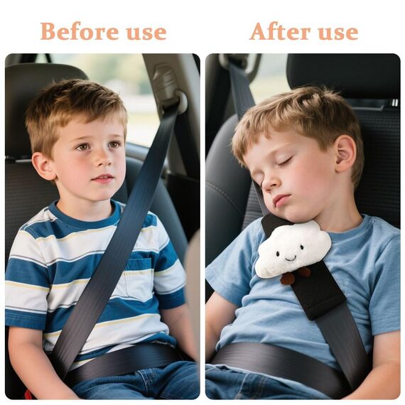 URAQT 2 Stück Gurtpolster Auto Kinder, Auto Gurtpolster Gurtschutz mit Clouds Motiv, Schutzkissen und Samtbeutel Groß für mehr Komfort auf der Reise (Clouds)