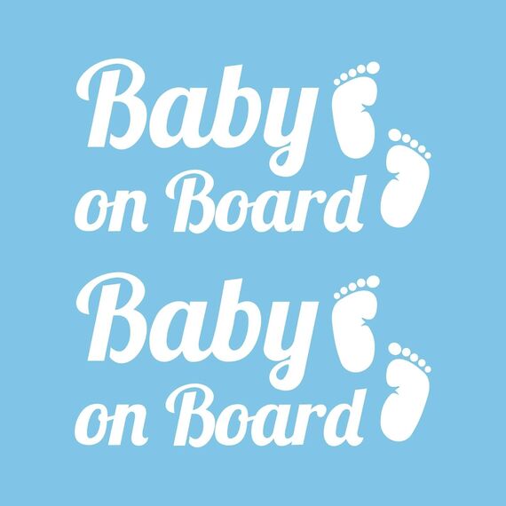 Autodomy 2 Stück Baby On Board Füße Hohe Sichtbarkeit aus großer Entfernung | Baby on Board Aufkleber Auto Für alle Fahrzeugtypen | 15x7 cm (Weiß)