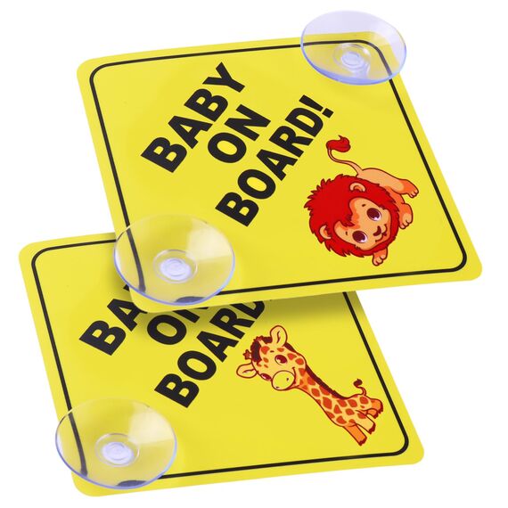 Cobee Baby an Bord Auto Warnschilder, 2 Stück 12,7 x 12,7 cm Sicherheits Autoschild Mit Doppelten Saugnäpfen, Wiederverwendbarer Aufkleber für Autofenster (Stil E)