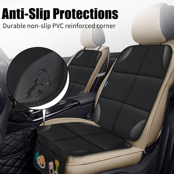 Psumuabrre Kindersitzunterlage Auto, ISOFIX Geeignete Sitzauflage Kindersitz Sitzschoner rutschfest Wasserdicht Universell Auto Autositzschutz Autositz Unterlage Schwarz (2 Stück)