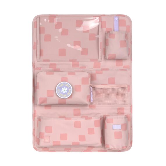 LÄSSIG Autoorganizer Autorücksitzorganizer Rücksitztasche für Auto zum Hängen zusammenklappbar/Car Wrap-to-Go Pattern Party Rose