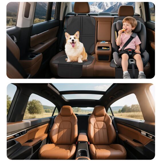 HDRNT Kindersitzunterlage Lsofix 2 Stück mit Mehreren Taschen aus Oxford Stoff für Autositz Schutz und Unterstützung ideal für Kinder und Familien geeigneter Auto Rücksitz Aufbewahrungslösung