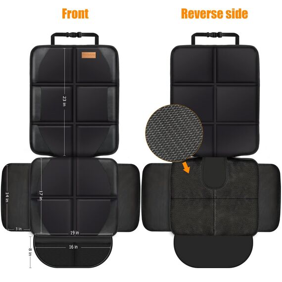Bacgnyer 600D Autositzschutz, Kindersitzschutz, GroßEr autositzschoner, Wasserdichter Stoff, Dicke Polsterung und Aufbewahrungstaschen, kindersitzunterlage Auto für Babys, Haustiere, Schwarze