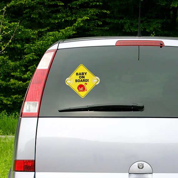 Cobee Baby an Bord Auto Warnschilder, 2 Stück 12,7 x 12,7 cm Sicherheits Autoschild Mit Doppelten Saugnäpfen, Wiederverwendbarer Aufkleber für Autofenster (Stil E)
