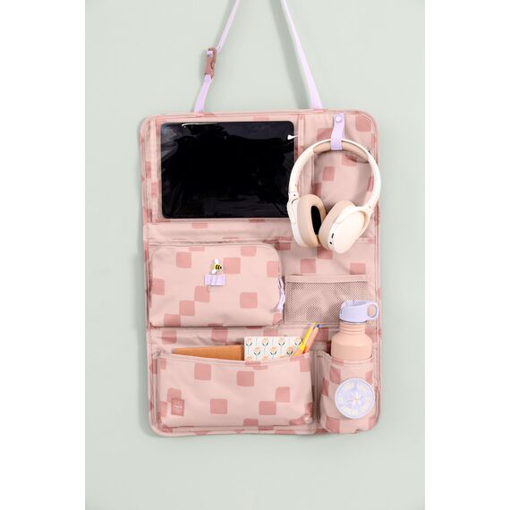 LÄSSIG Autoorganizer Autorücksitzorganizer Rücksitztasche für Auto zum Hängen zusammenklappbar/Car Wrap-to-Go Pattern Party Rose