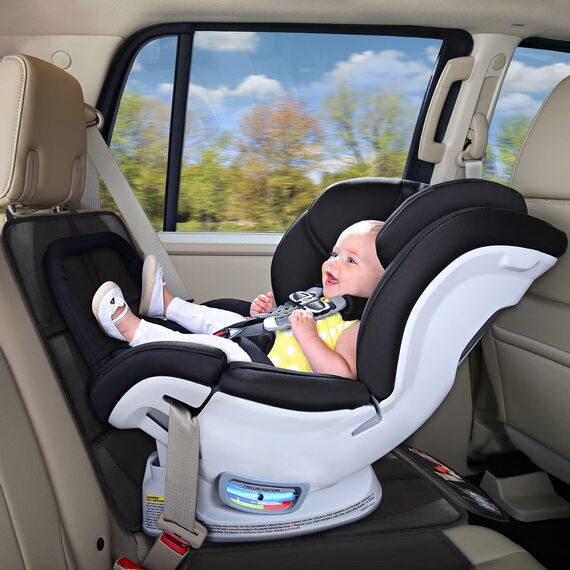 Bacgnyer 600D Autositzschutz, Kindersitzschutz, GroßEr autositzschoner, Wasserdichter Stoff, Dicke Polsterung und Aufbewahrungstaschen, kindersitzunterlage Auto für Babys, Haustiere, Schwarze
