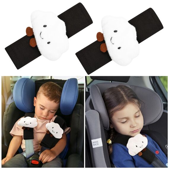 URAQT 2 Stück Gurtpolster Auto Kinder, Auto Gurtpolster Gurtschutz mit Clouds Motiv, Schutzkissen und Samtbeutel Groß für mehr Komfort auf der Reise (Clouds)