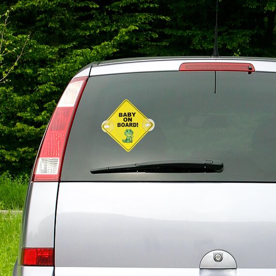 Cobee Baby an Bord Auto Warnschilder, 2 Stück 12,7 x 12,7 cm Sicherheits Autoschild Mit Doppelten Saugnäpfen, Wiederverwendbarer Aufkleber für Autofenster (Stil C)