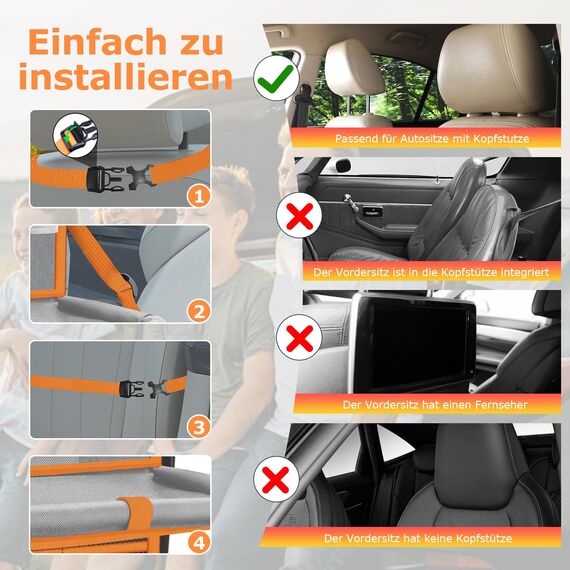 Oneyus Auto Organizer, 2 Stück Autositz Organizer Große Rückenlehnenschutz Auto Kinder Multifunktional Wasserdicht Rücksitz Organizer mit Klapptisch,Tablet Tasche und Viele Taschen-Grau Orange