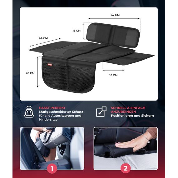 HerzensKind Premium Kindersitzunterlage, der Beste Schutz für Ihre Autositze, universeller Autositzschoner für Textil- und Ledersitze, ISOfix geeigneter Sitzschoner für alle Kindersitze (S (1-Pack))