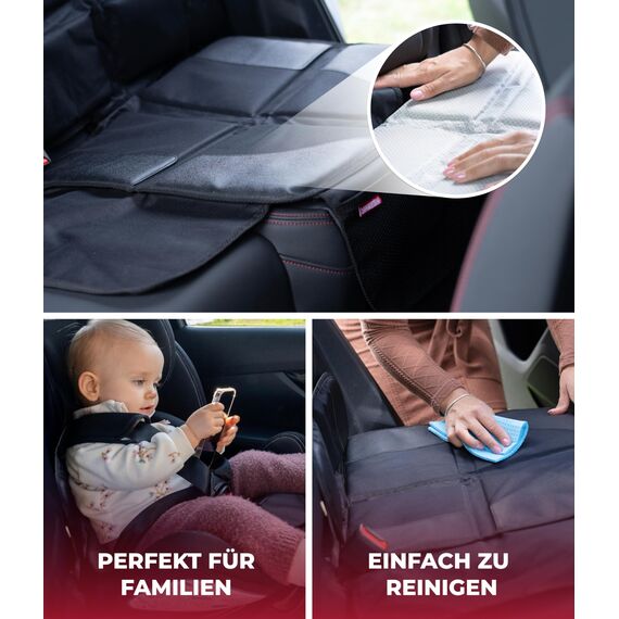 HerzensKind Premium Kindersitzunterlage, der Beste Schutz für Ihre Autositze, universeller Autositzschoner für Textil- und Ledersitze, ISOfix geeigneter Sitzschoner für alle Kindersitze (S (1-Pack))