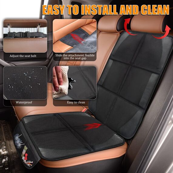 Bacgnyer 600D Autositzschutz, Kindersitzschutz, GroßEr autositzschoner, Wasserdichter Stoff, Dicke Polsterung und Aufbewahrungstaschen, kindersitzunterlage Auto für Babys, Haustiere, Schwarze