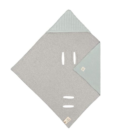 LÄSSIG Baby Strickdecke für Autositz Autositzdecke Einschlagdecke Babyschale 100% Bio-Baumwolle GOTS light mint