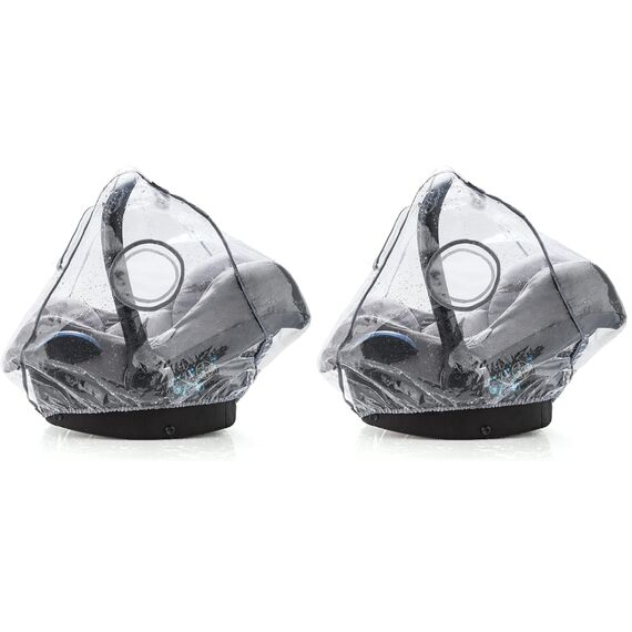 Universal Komfort Regenschutz für Babyschale (z.B. Maxi-Cosi/Cybex/Römer) - gute Luftzirkulation, verschließbares Kontakt-Fenster, Eingriffsöffnung für Tragegriff, PVC-frei (Packung mit 2)