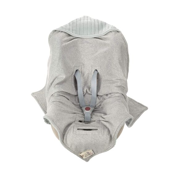 LÄSSIG Baby Strickdecke für Autositz Autositzdecke Einschlagdecke Babyschale 100% Bio-Baumwolle GOTS light mint