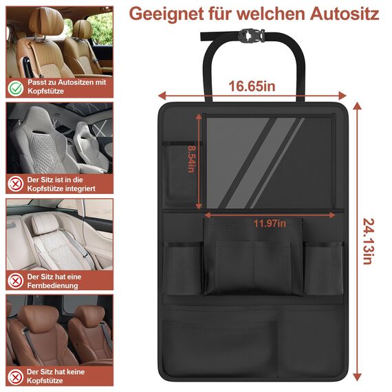 Oneyus 2 Stück Autositz Organizer, Auto Organizer, Große Rückenlehnenschutz, Auto Kinder Multifunktional Wasserdicht, 600D Oxford Rücksitz Organizer für bis zu 11-Zoll Tablet