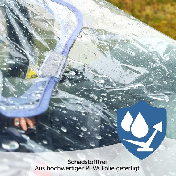 Universal Komfort Regenschutz für Babyschale (z.B. Maxi-Cosi/Cybex/Römer) - gute Luftzirkulation, verschließbares Kontakt-Fenster, Eingriffsöffnung für Tragegriff, PVC-frei