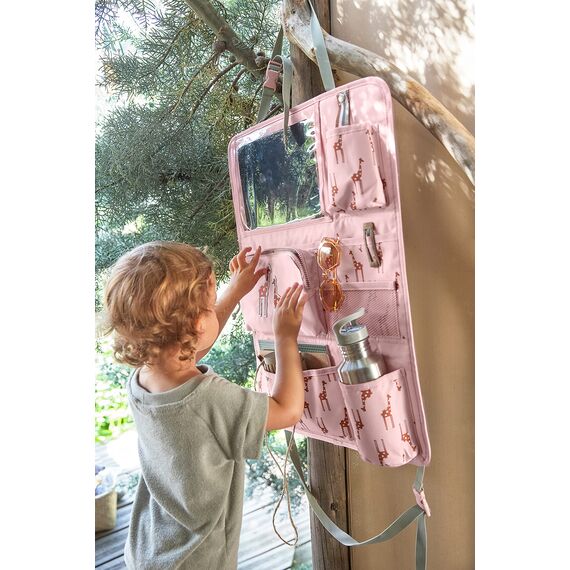 LÄSSIG Autoorganizer Autorücksitzorganizer Rücksitztasche für Auto zum Hängen zusammenklappbar/Car Wrap-to-Go Safari Giraffe