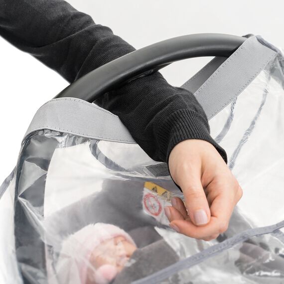 Universal Komfort Regenschutz für Babyschale (z.B. Maxi-Cosi/Cybex/Römer) - gute Luftzirkulation, verschließbares Kontakt-Fenster, Eingriffsöffnung für Tragegriff, PVC-frei (Packung mit 2)