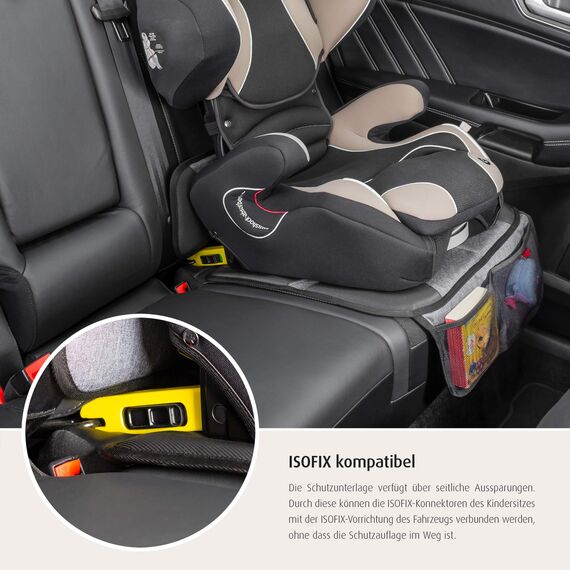 Reer Kindersitz-Unterlage TravelKid Protect, rutschfeste Unterlage, ISOFIX geeignet, für alle herkömmlichen Modelle, grau (Packung mit 2)