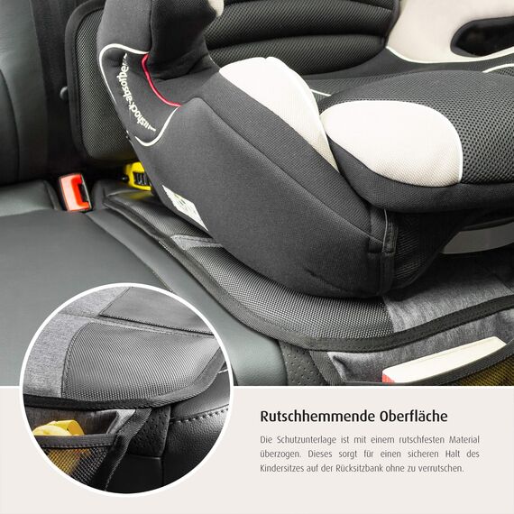 Reer Kindersitz-Unterlage TravelKid Protect, rutschfeste Unterlage, ISOFIX geeignet, für alle herkömmlichen Modelle, grau (Packung mit 2)