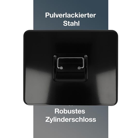 Westcott Geldkassette abschließbar (groß, 30 cm) Schwarz | Abschließbare Box aus Stahlblech mit 2 Schlüsseln | Herausnehmbare Einlage für Münzen mit 5 Fächern | E-51002 BLACK