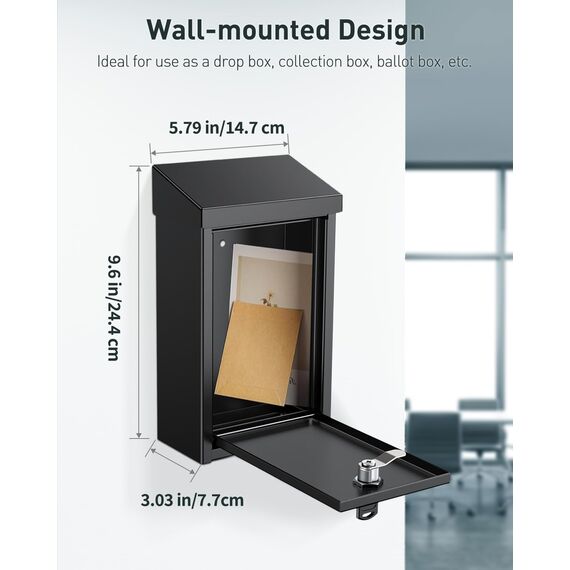 Uniclife Briefkasten Schlüsselkasten für den Außenbereich, Metall Spendensammelbox mit Schlüsselschloss, sichere Vorschlagsbox Einwurfschlitz, Geldkassette Stahl für Home Office und Business