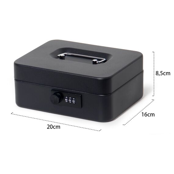 GREELUE Geldkassette (20 * 16 * 8.5 CM) Abschließbar mit Zahlenschloss, Feuerfeste Geldbox, Wasserabweisend Geldkassette Klein mit Münzzählbrett, Cash Box, Spardose