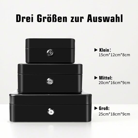 Geldkassette mit Schlüssel, tragbare Kasse mit Münzfach, kleine abschließbare Geldkassette für Haus, Büro und Veranstaltungen, 15 * 12 * 8cm