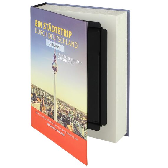 HMF 80915 Buchtresor Geldkassette Papierseiten | 23 x 15 x 4 cm | Städtetrip Deutschland