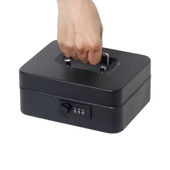 GREELUE Geldkassette (20 * 16 * 8.5 CM) Abschließbar mit Zahlenschloss, Feuerfeste Geldbox, Wasserabweisend Geldkassette Klein mit Münzzählbrett, Cash Box, Spardose