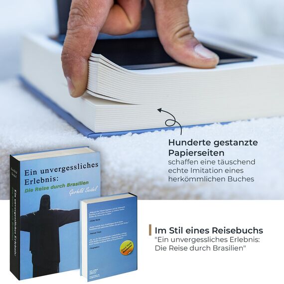 HMF 80905 Buchsafe, getarnte Geldkassette mit echten Papierseiten, Brasilien, 23,0 x 15,0 x 4,0 cm