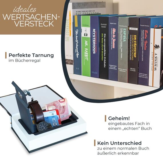 HMF 80701 Buchsafe, getarnte Geldkassette mit echten Papierseiten, Whisky, 18,7 x 13 x 4,2 cm