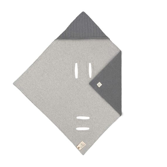 LÄSSIG Baby Strickdecke für Autositz Autositzdecke Einschlagdecke Babyschale 100% Bio-Baumwolle GOTS anthracite