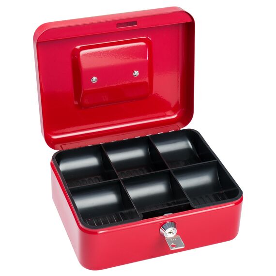 NEU!! SAX Geldkassette 20x16x9 cm, 5 -Fächer-Münzeinsatz, ROT