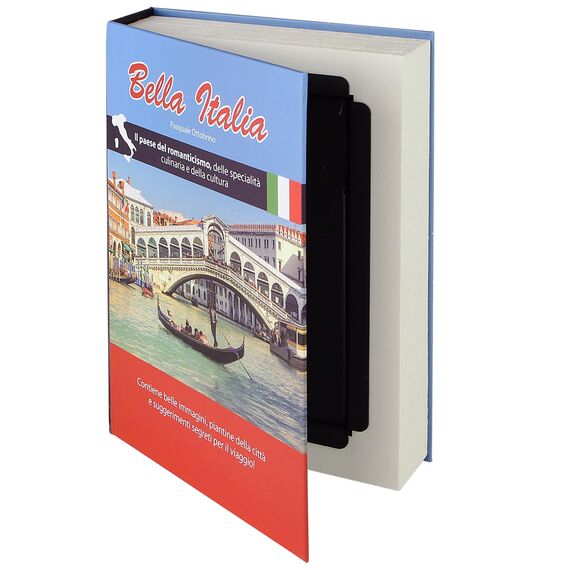 HMF 80935 Buchtresor, getarnte Geldkassette, echte Papierseiten, "Bella Italia", 23 x 15 x 4 cm, Beschriftung in Italienisch