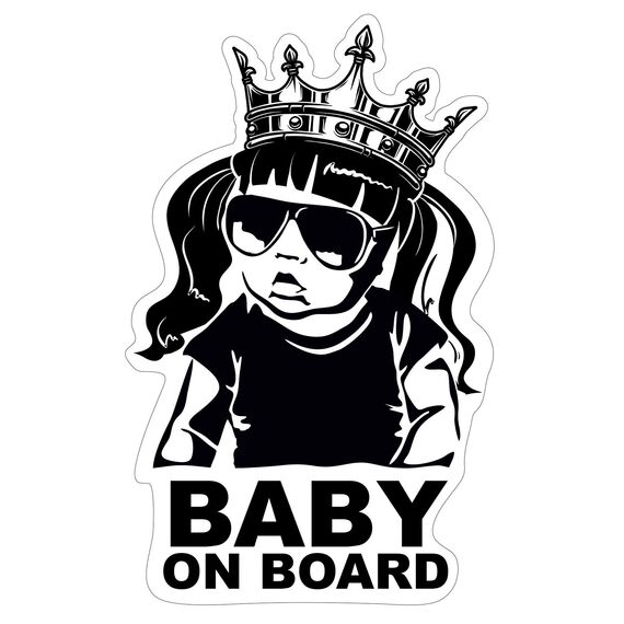 Baby on Board Aufkleber 12x7cm Auto Sticker -Finest Folia Autoaufkleber UV- Wetterfest Wasserfest Hangover R045 (Mädchen, Baby on Board Krone)