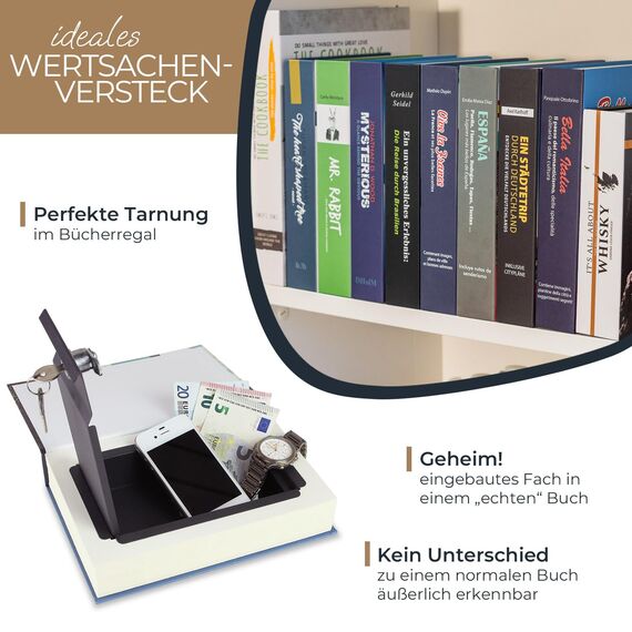 HMF 80905 Buchsafe, getarnte Geldkassette mit echten Papierseiten, Brasilien, 23,0 x 15,0 x 4,0 cm