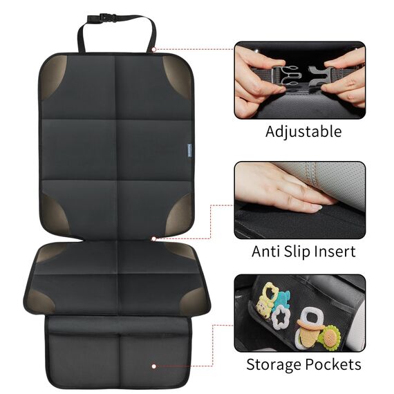Psumuabrre Kindersitzunterlage Auto, ISOFIX Geeignete Sitzauflage Kindersitz Sitzschoner rutschfest Wasserdicht Universell Auto Autositzschutz Autositz Unterlage Dunkelgrau (1 Stück)