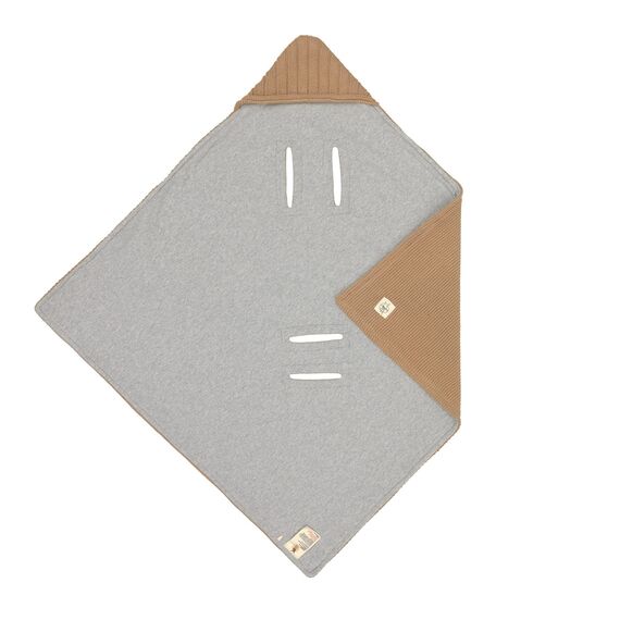LÄSSIG Baby Strickdecke für Autositz Autositzdecke Einschlagdecke Babyschale 100% Bio-Baumwolle GOTS sand